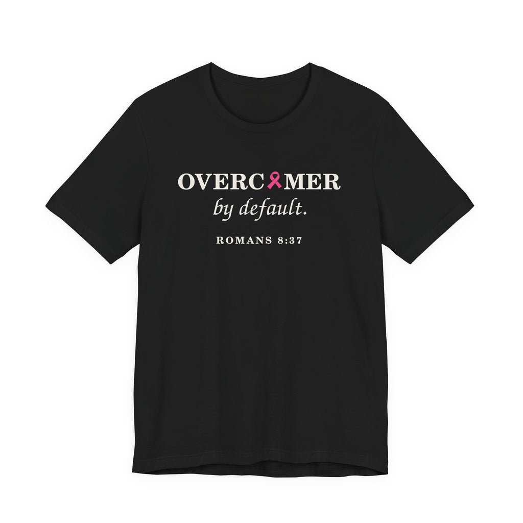 Press & Amen | Overcomer by Default | Breast Cancer Awareness Women’s Premium Tee