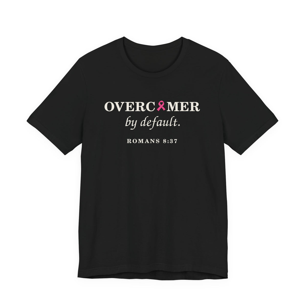 Press & Amen | Overcomer by Default | Breast Cancer Awareness Women’s Premium Tee