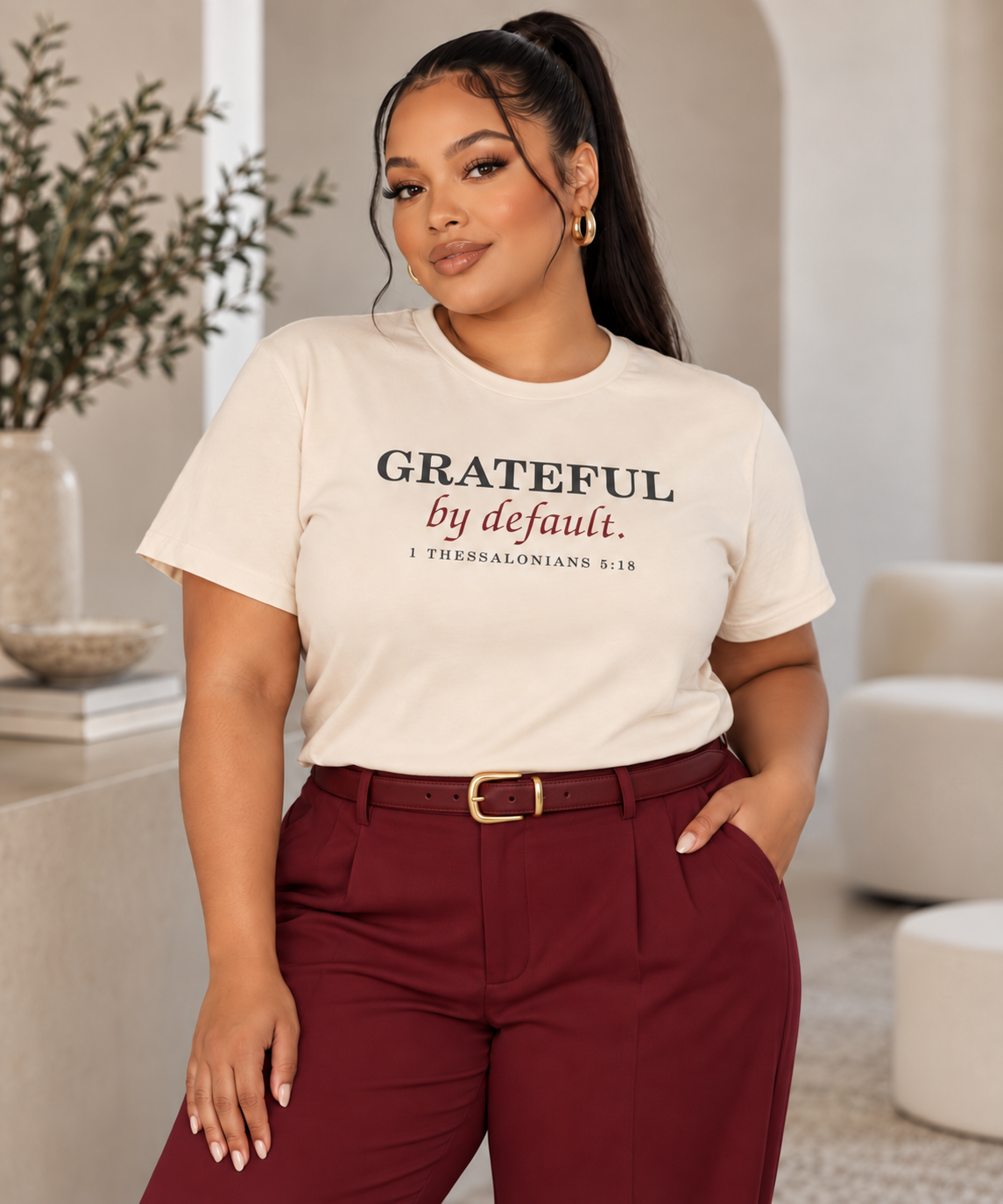 Press & Amen | Grateful by Default Women’s Premium Tee