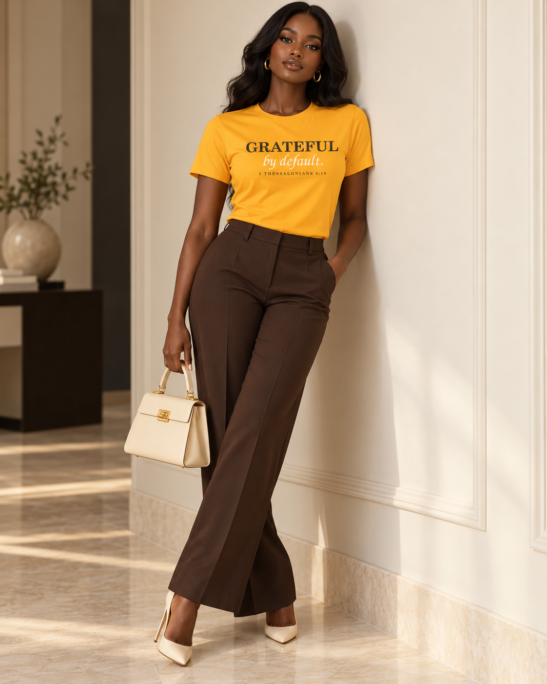 Press & Amen | Grateful by Default Women’s Premium Tee