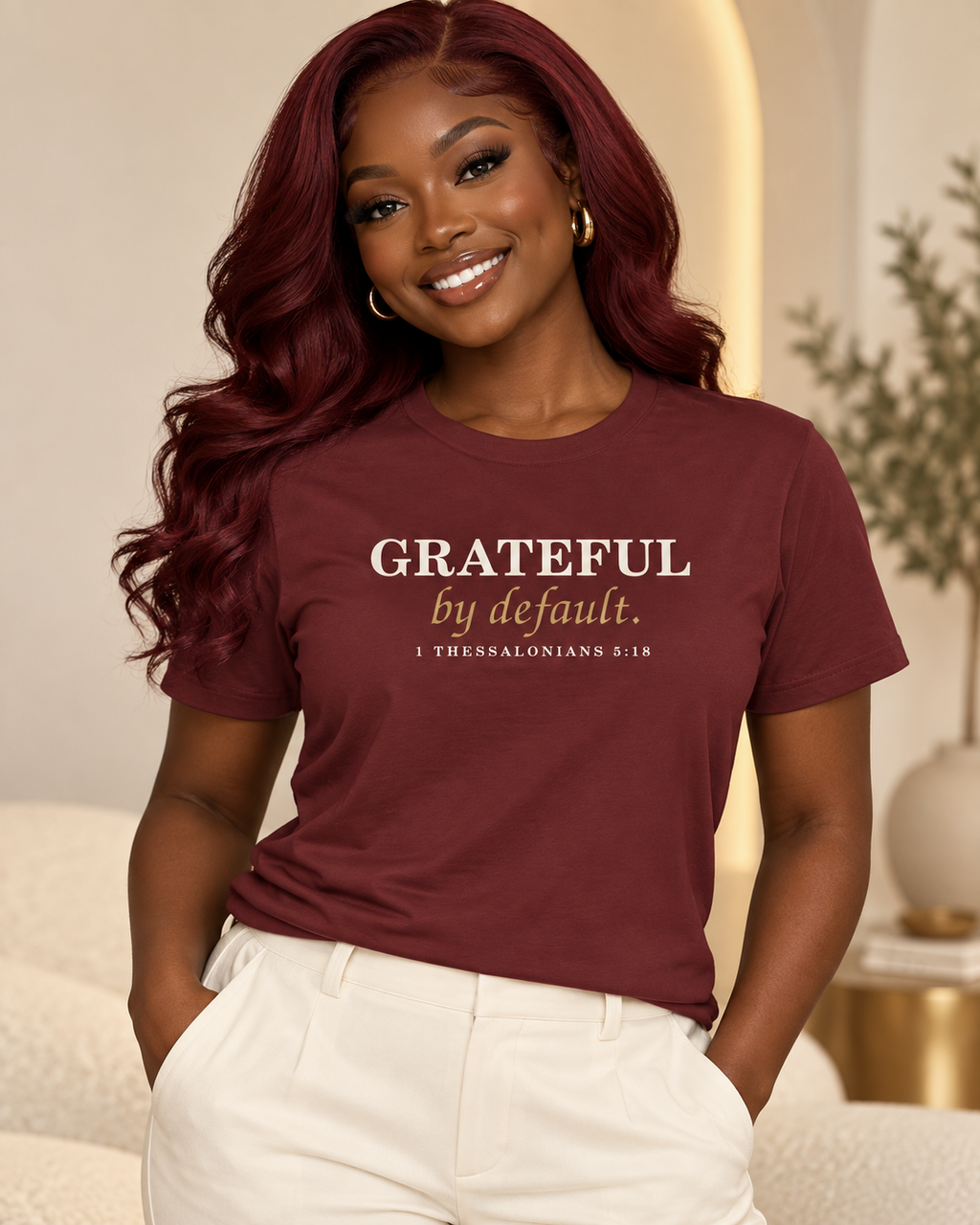 Press & Amen | Grateful by Default Women’s Premium Tee